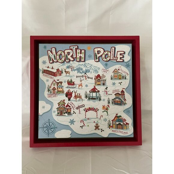 3 for $15 Ashland Christmas North Pole Journey Decorative Wooden 10" x 10" Sign - Picture 1 of 3